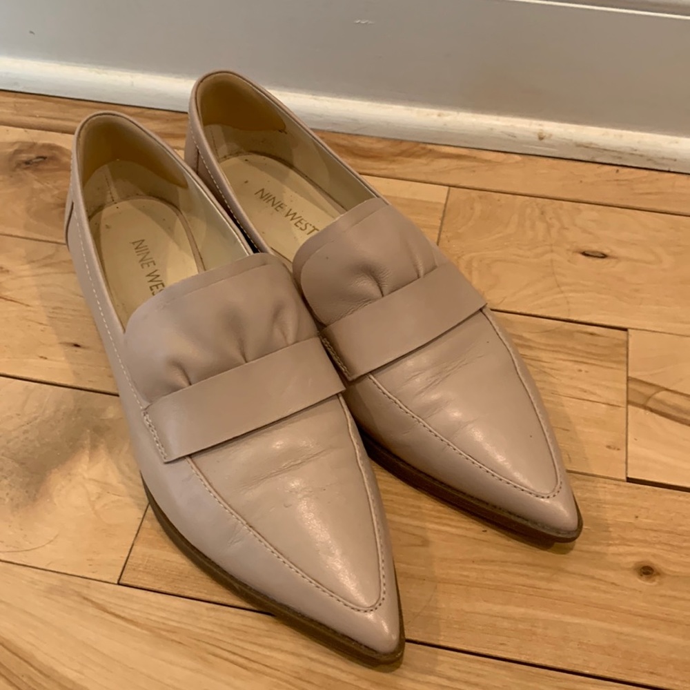 Blush leather loafers